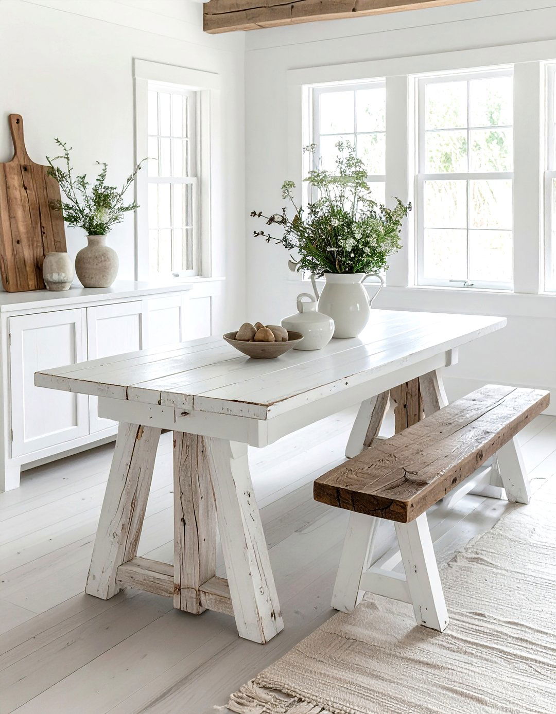 Farmhouse White Dining Table - 30 white dining table ideas