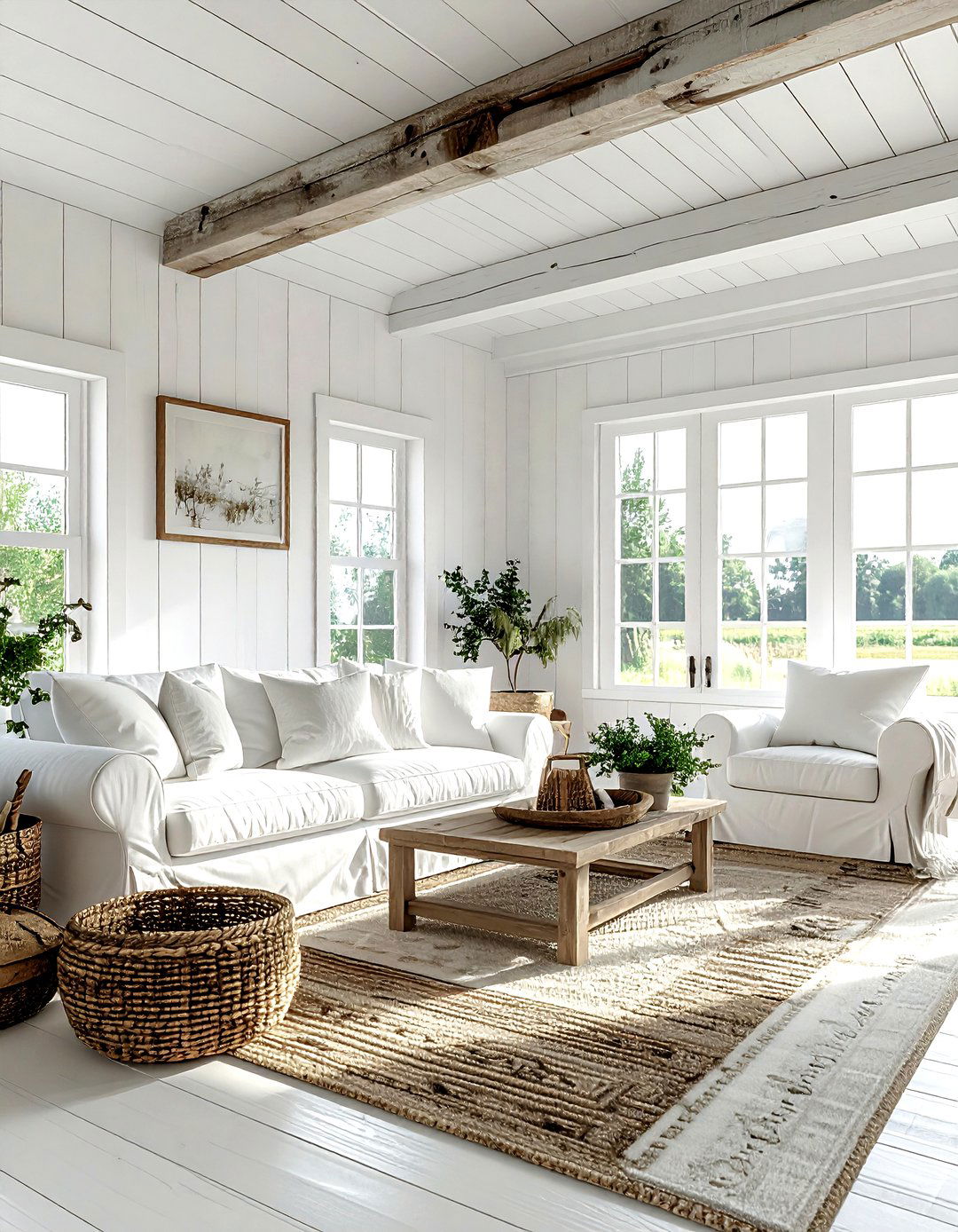 Farmhouse White Living Room - 30 modern white living room ideas