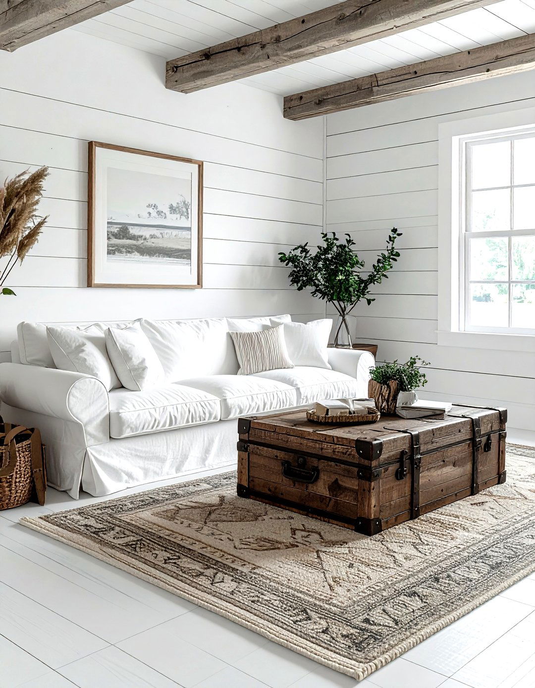 Farmhouse White Living Room - 30 white living room design ideas