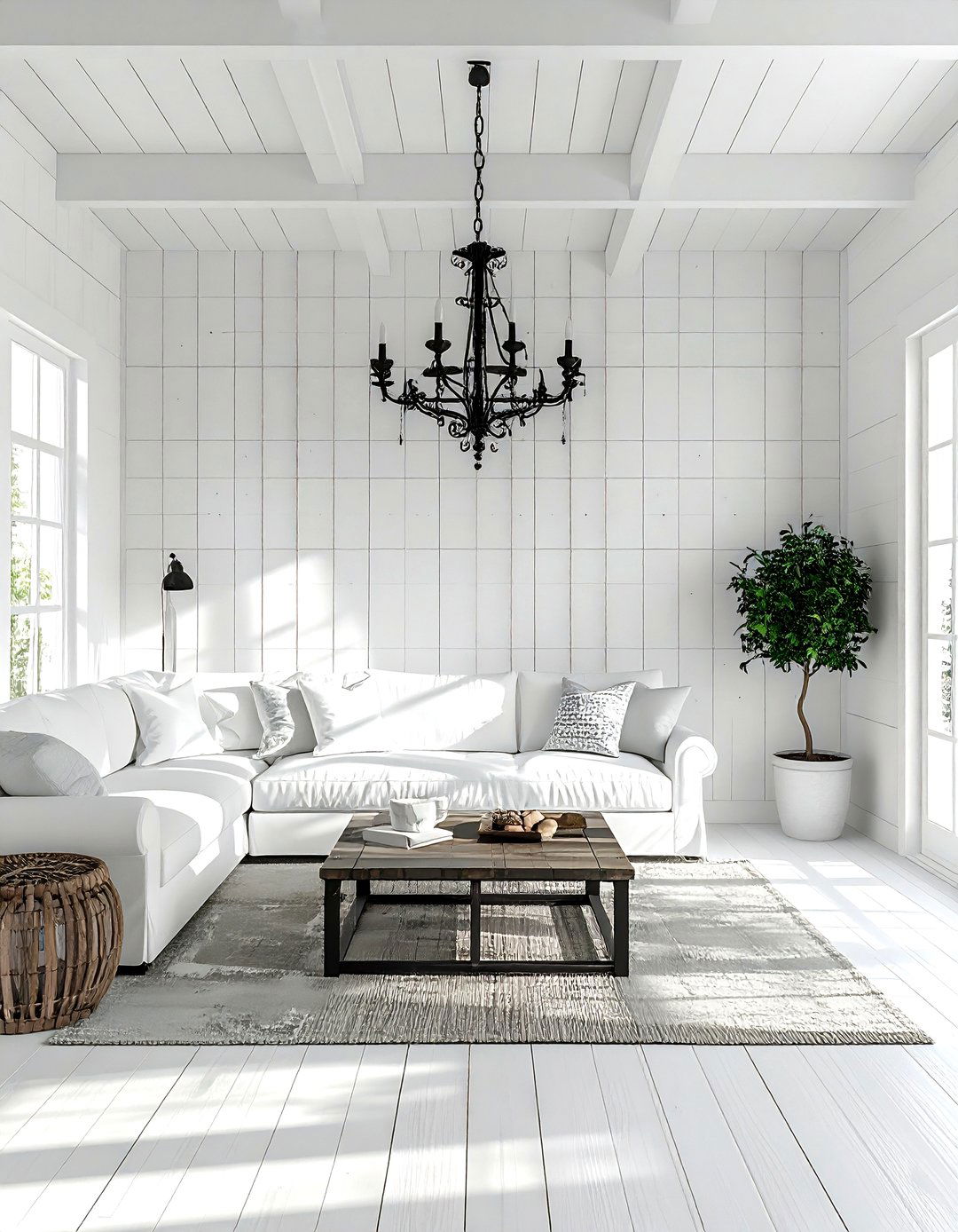 Farmhouse White Living Room - 30 bright white living room ideas