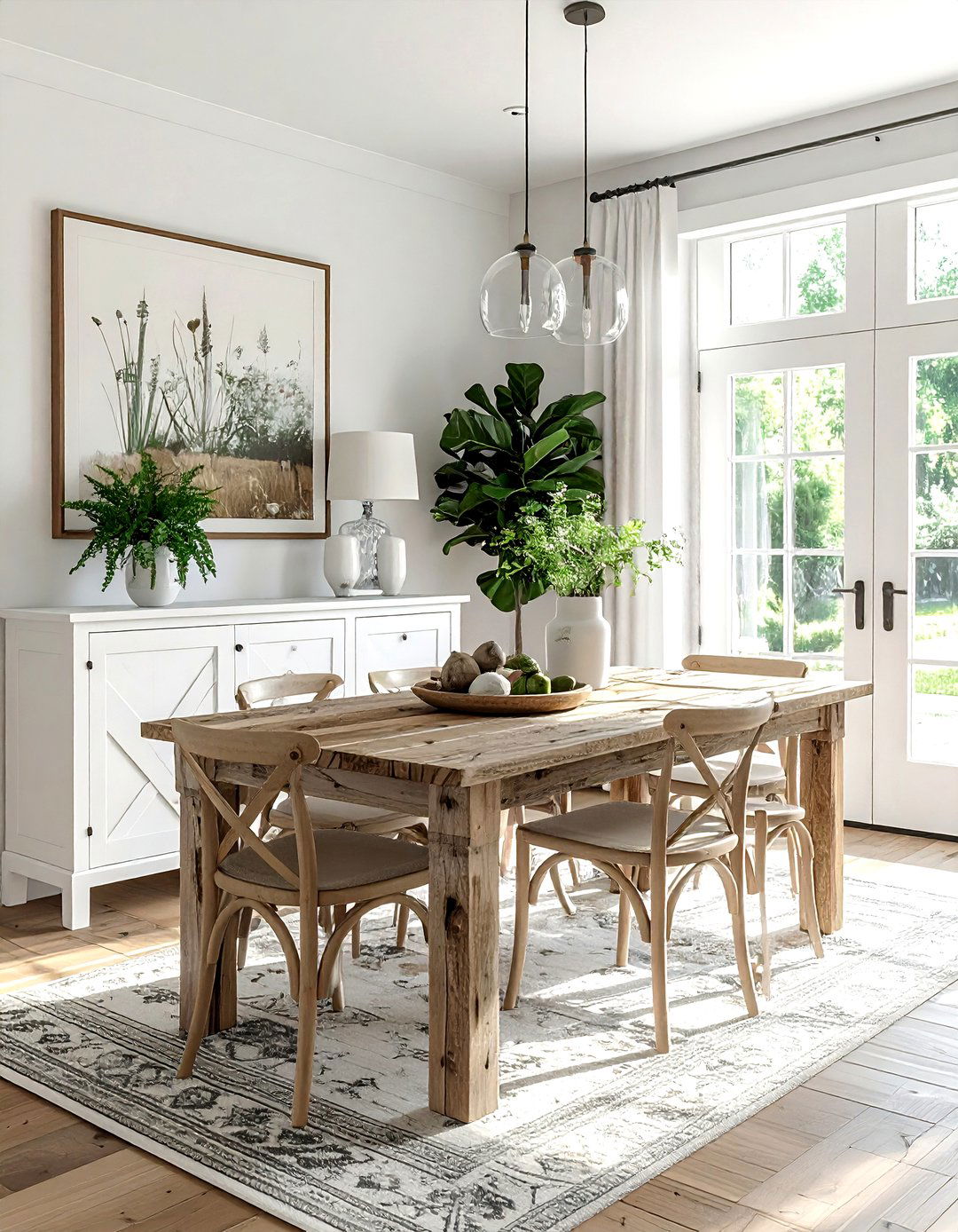 Farmhouse White Sideboard - 30 modern buffet dining room ideas