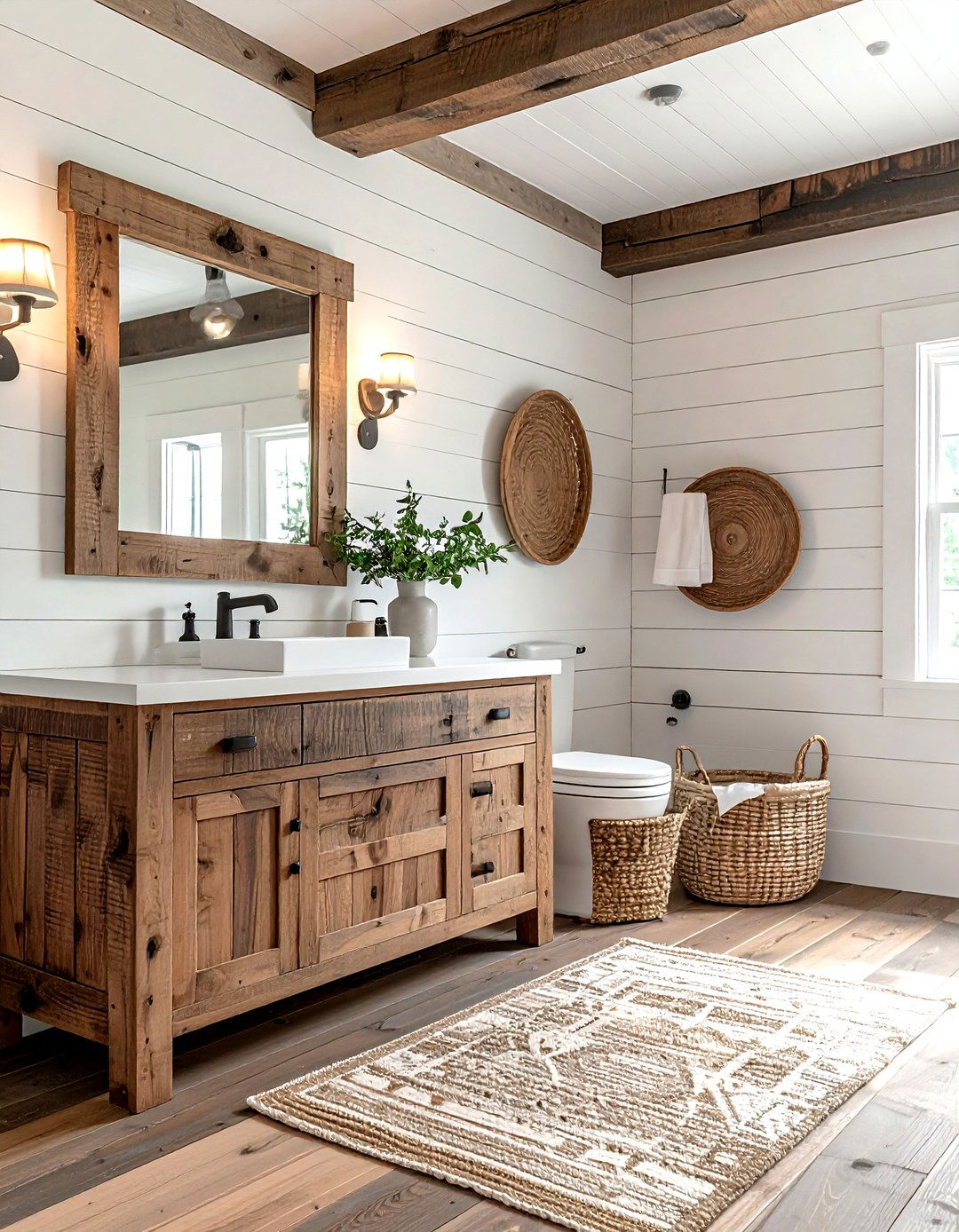 Farmhouse Wood Bathroom - 30 warm brown bathroom ideas