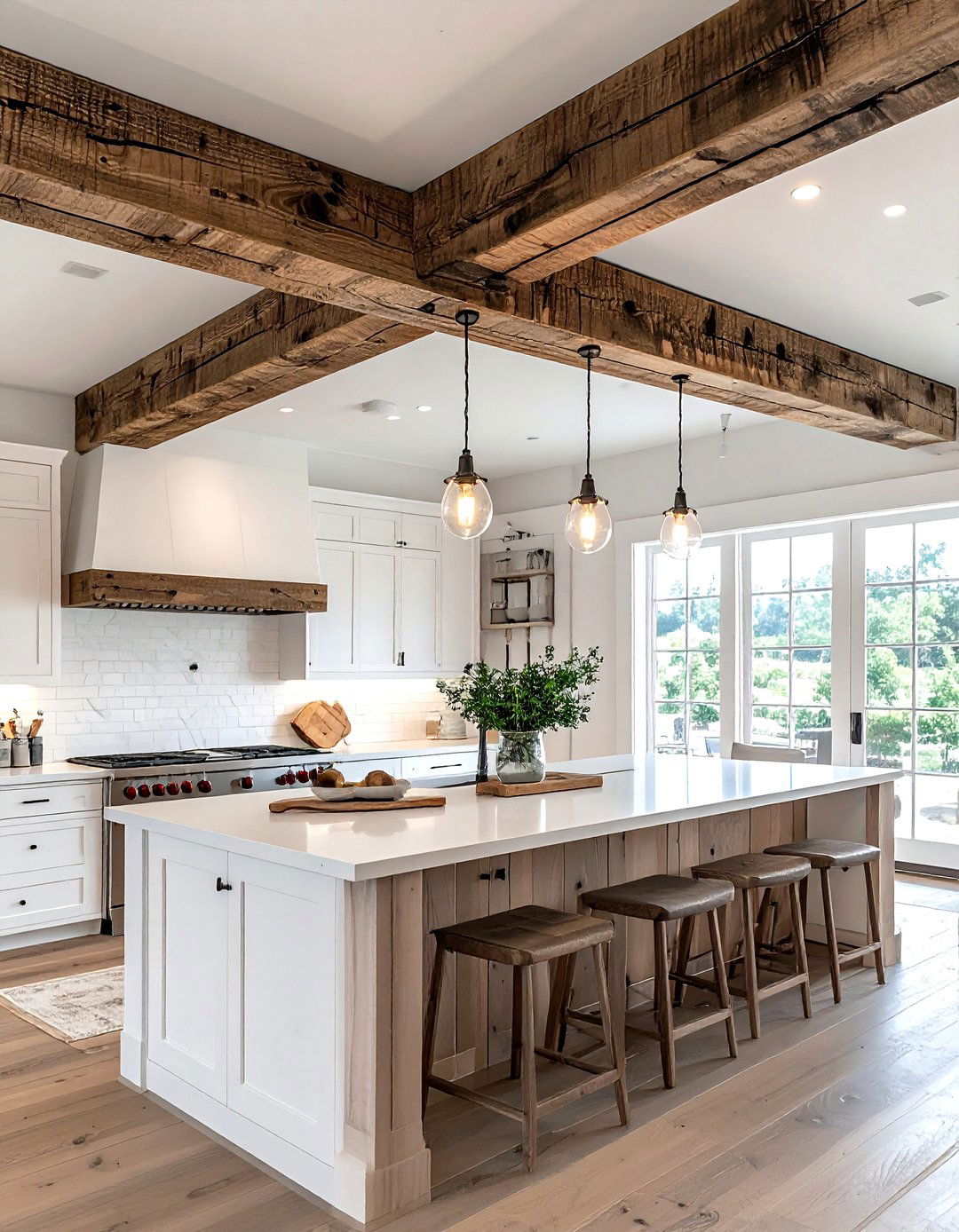 Farmhouse Wood Beam Light - 30 pendant light kitchen ideas