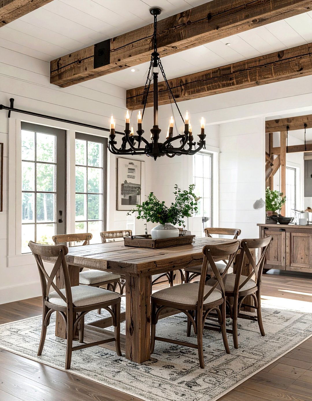 Farmhouse Wood Chandelier - 30 dining room task lighting ideas