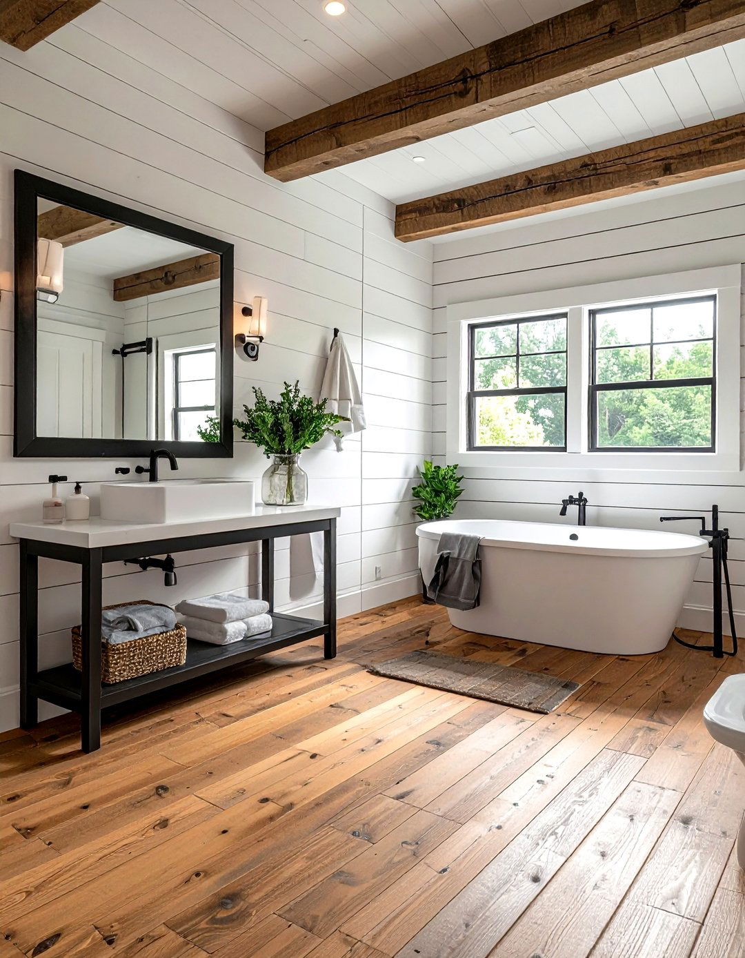 Farmhouse Wood Floor Bathroom - 30 wood floor bathroom ideas