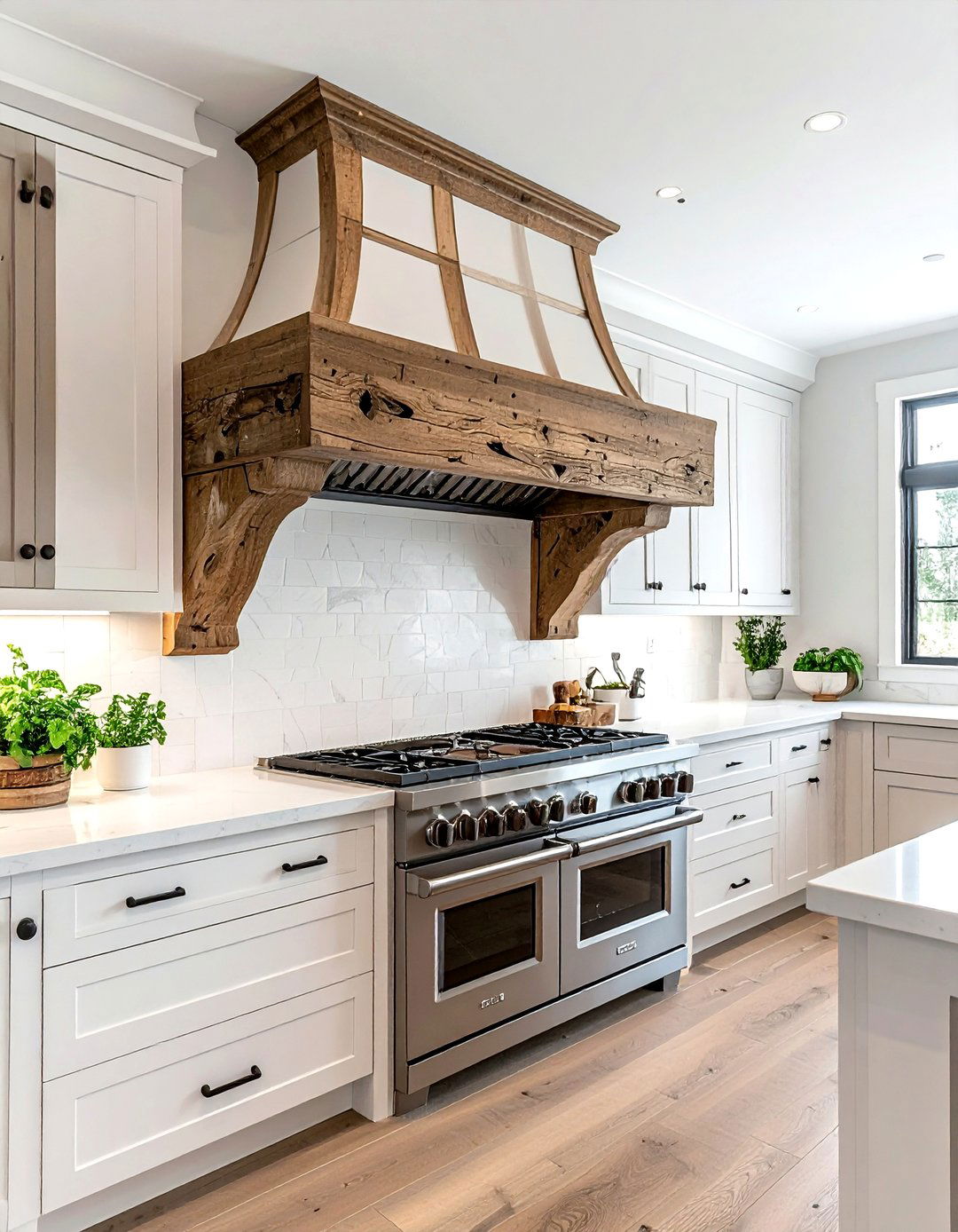 Farmhouse Wood Range Hood - 30 wood hood kitchen ideas