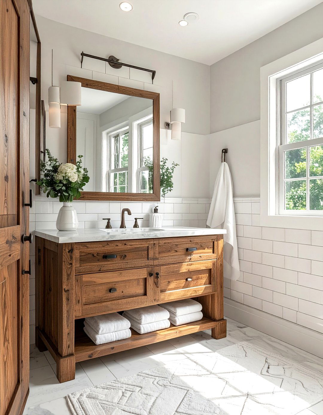 Farmhouse Wood Vanity - 30 wood vanity bathroom ideas