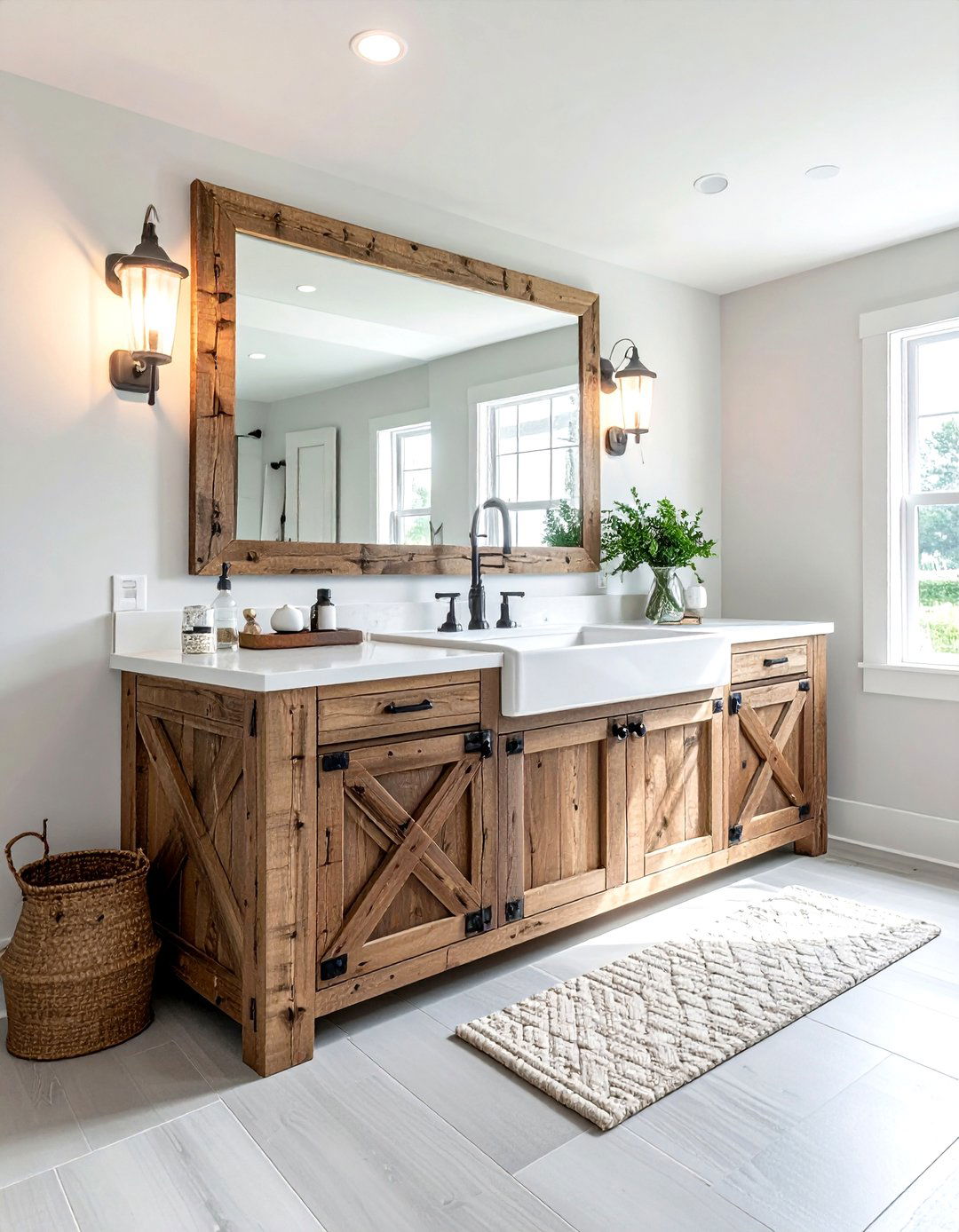 Farmhouse Wood Vanity - 30 wood bathroom ideas