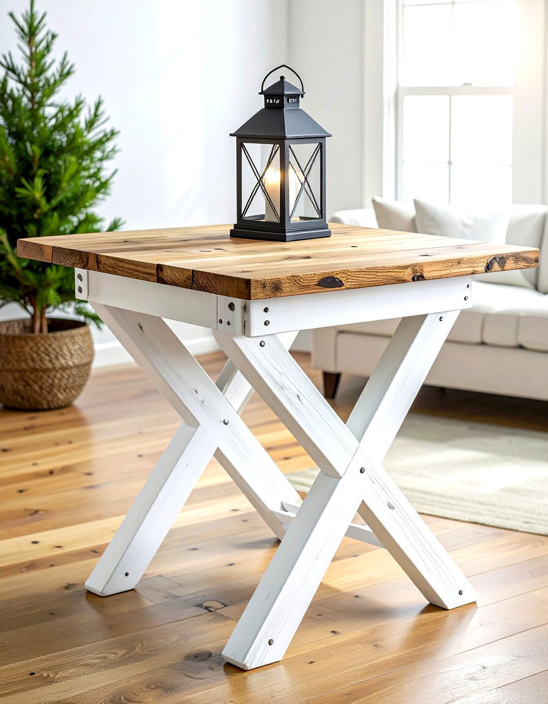 Farmhouse X Frame C Table - 30 living room C-table ideas