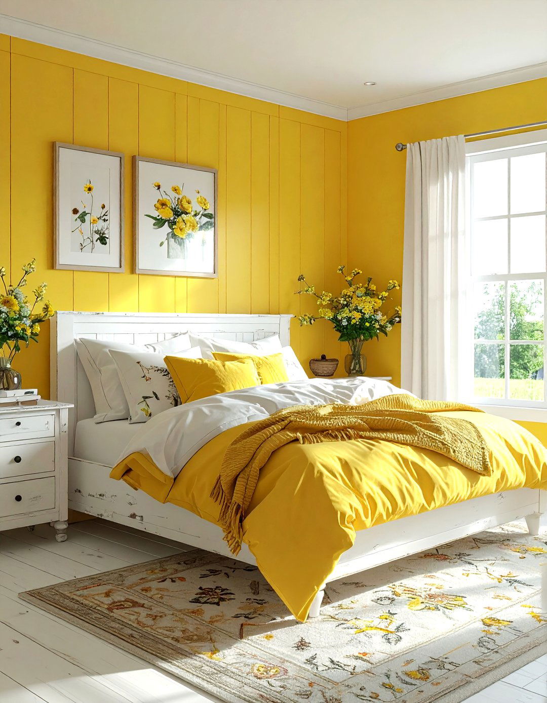Farmhouse Yellow Bedroom - 30 bright yellow bedroom ideas