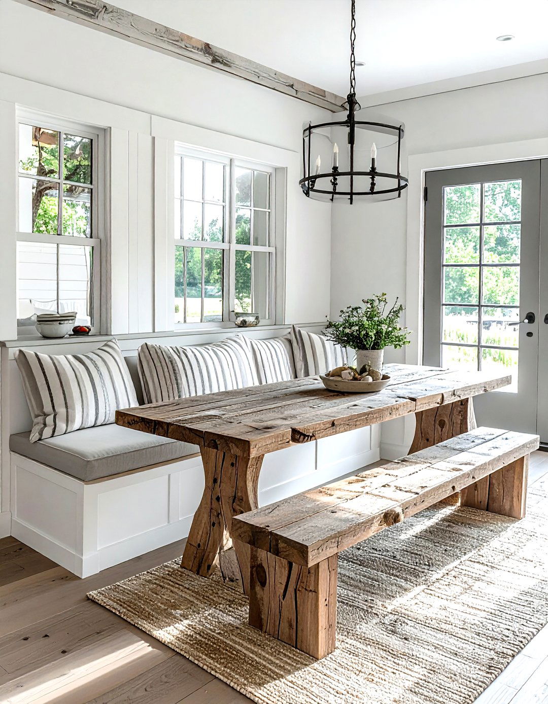 Farmhouse banquette - 30 L-shaped banquette dining ideas