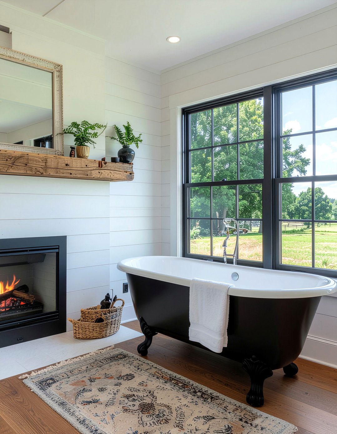 Farmhouse bathroom fireplace - 30 bathroom fireplace ideas