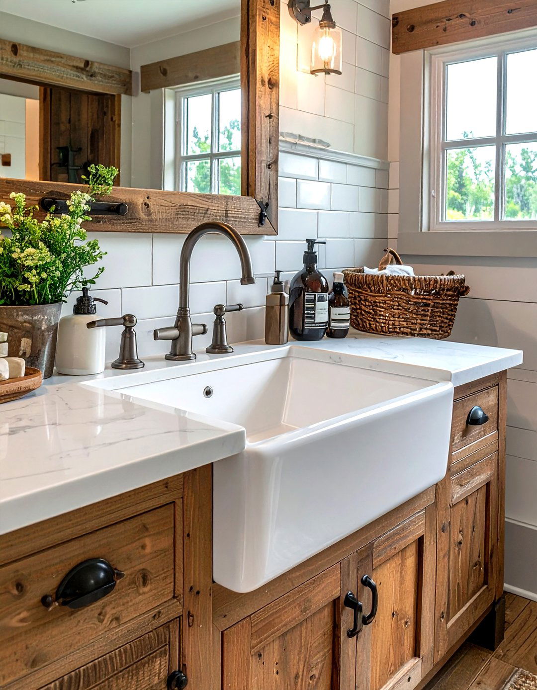 Farmhouse bathroom sink - 30 before and after bathroom ideas