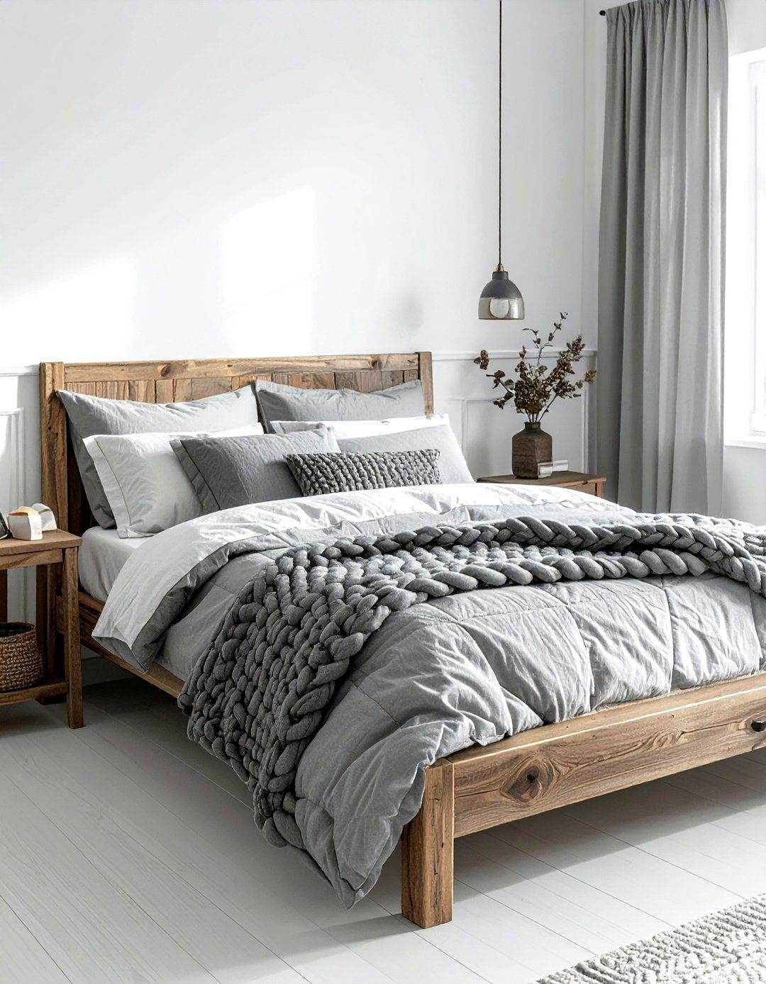 Farmhouse bedroom gray bedding - 30 farmhouse gray bedroom ideas