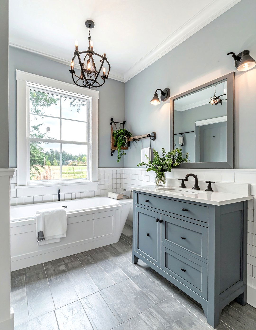 Farmhouse blue and gray bathroom - 30 blue and gray bathroom ideas