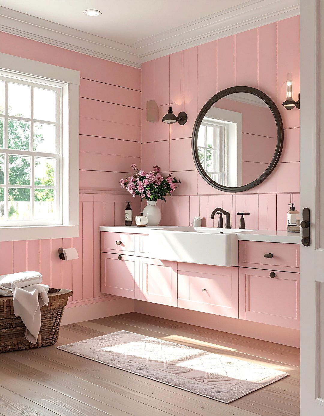 Farmhouse blush bathroom - 30 blush bathroom ideas
