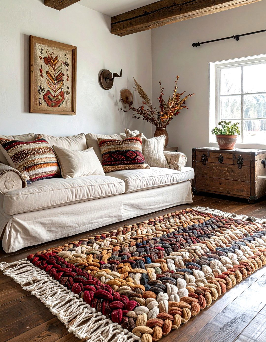 Farmhouse braided carpet - 30 living room carpet ideas