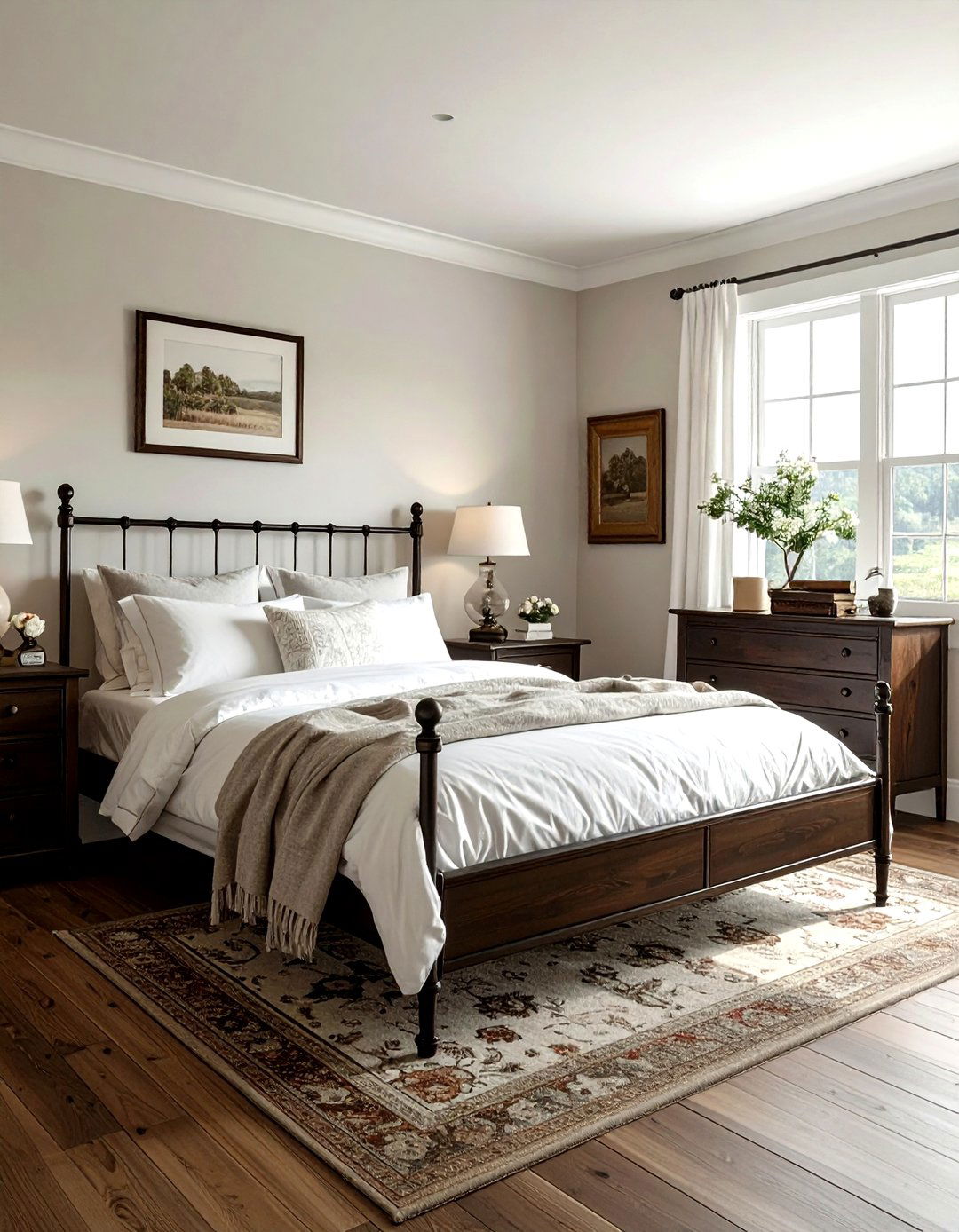 Farmhouse brown and white bedroom - 30 brown and white bedroom ideas