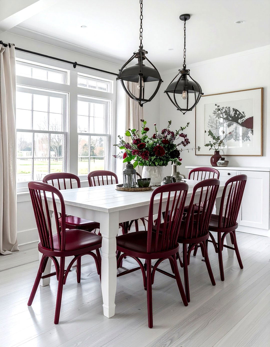 Farmhouse burgundy dining room - 30 burgundy dining room ideas