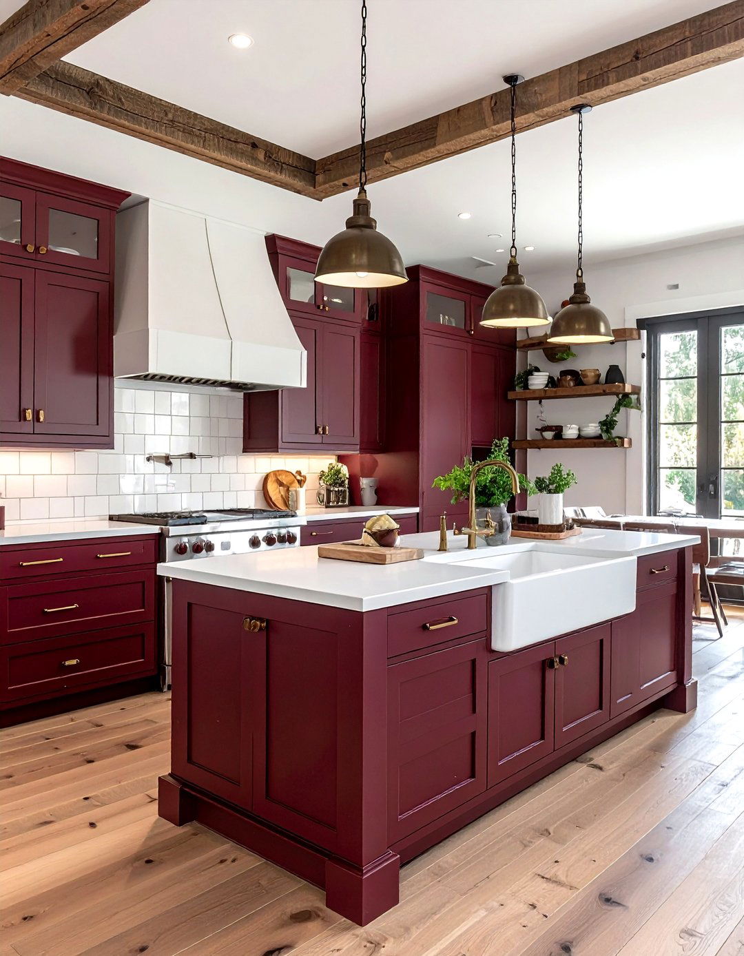 Farmhouse burgundy kitchen - 30 burgundy kitchen ideas