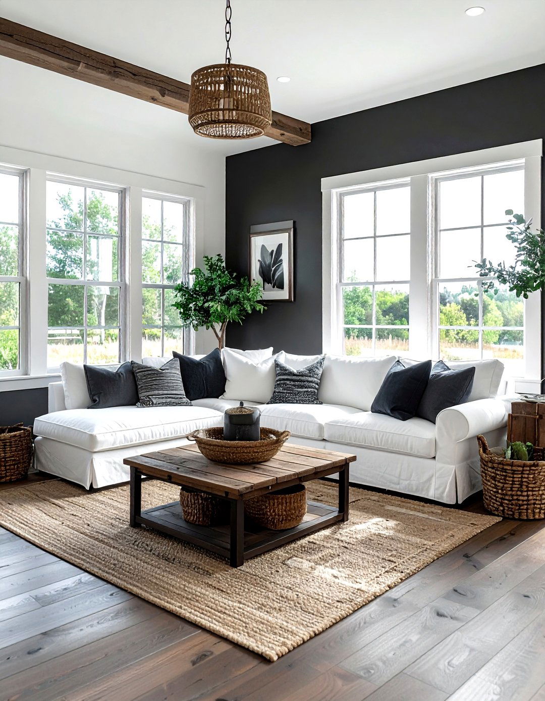 Farmhouse charcoal living room - 30 dark charcoal living room ideas