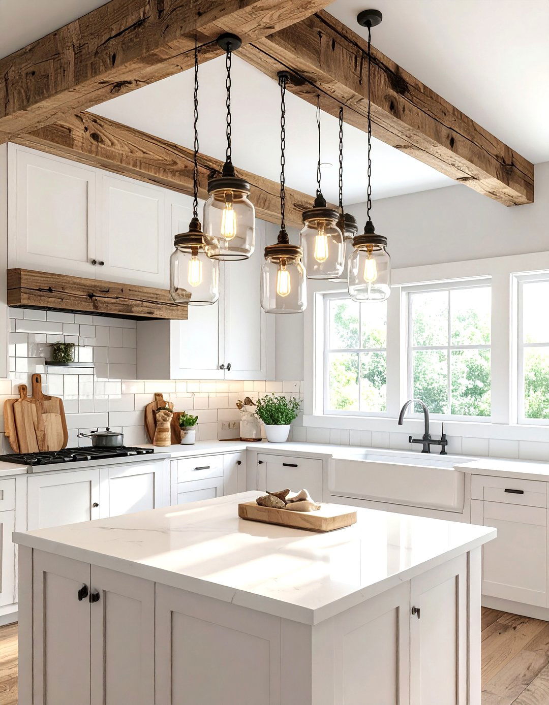Farmhouse cluster light fixture - 30 cluster pendant kitchen ideas