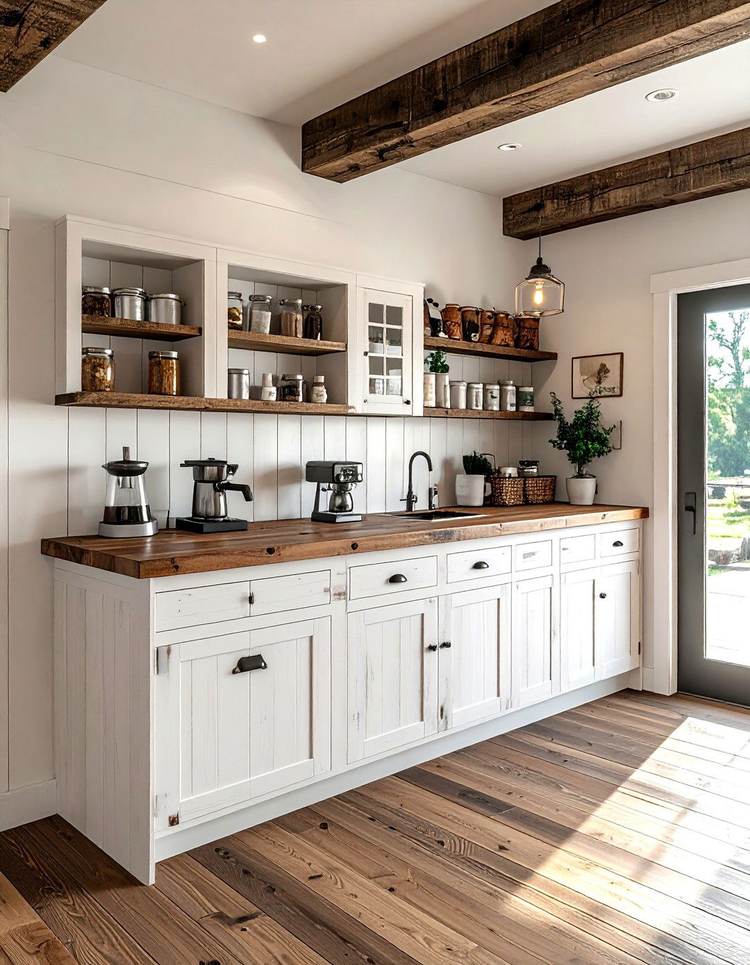 Farmhouse coffee bar cabinet - 30 coffee station kitchen ideas