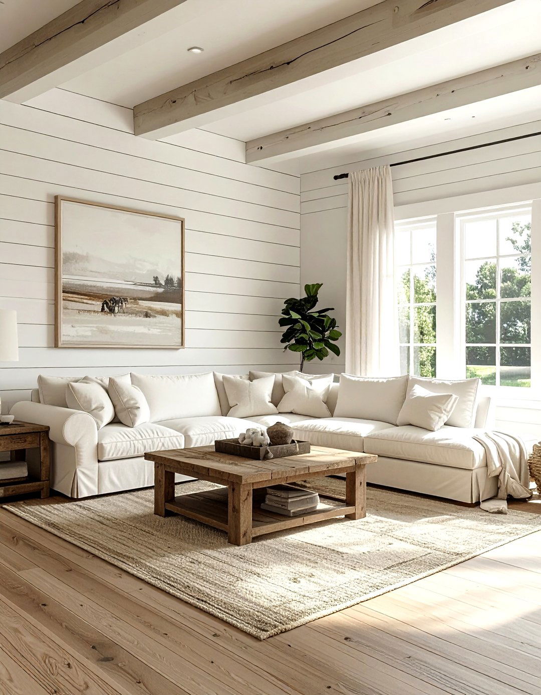 Farmhouse cream living room - 30 warm cream living room ideas