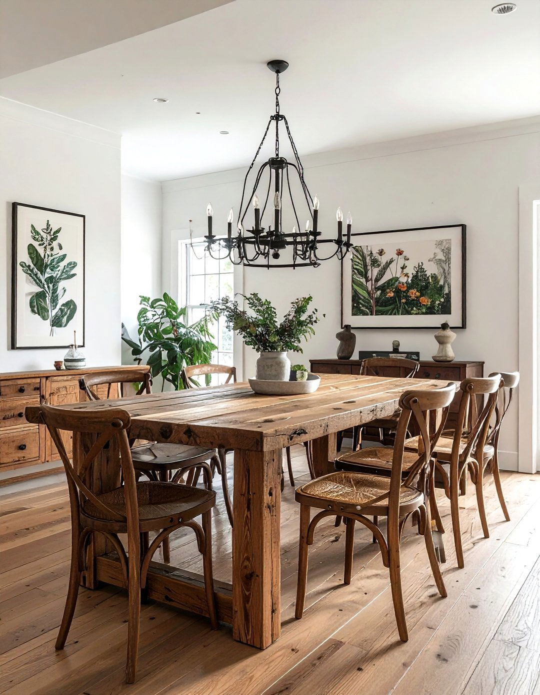Farmhouse dining room with trestle table - 30 rustic home decor ideas