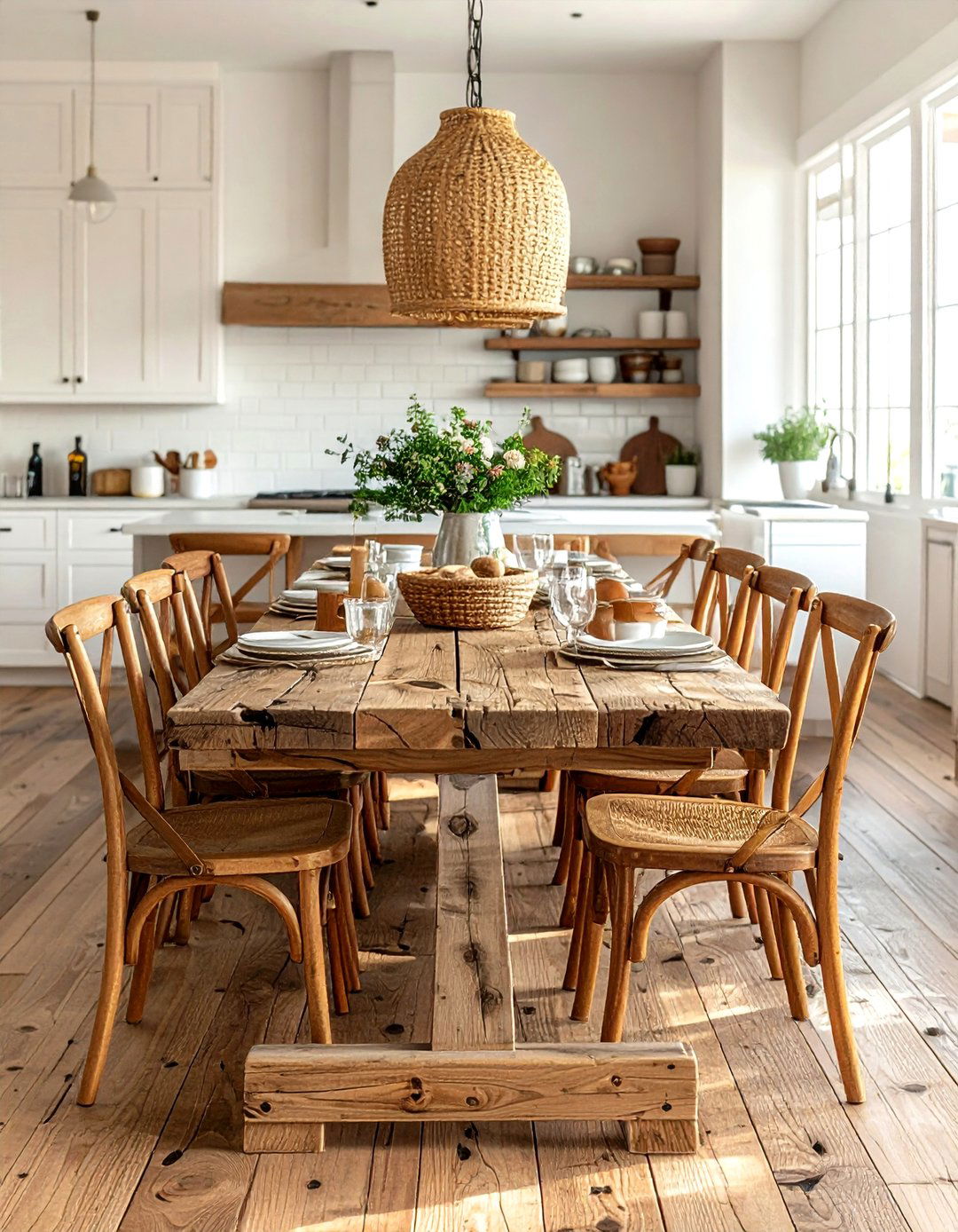 Farmhouse dining table - 30 rustic farmhouse kitchen ideas