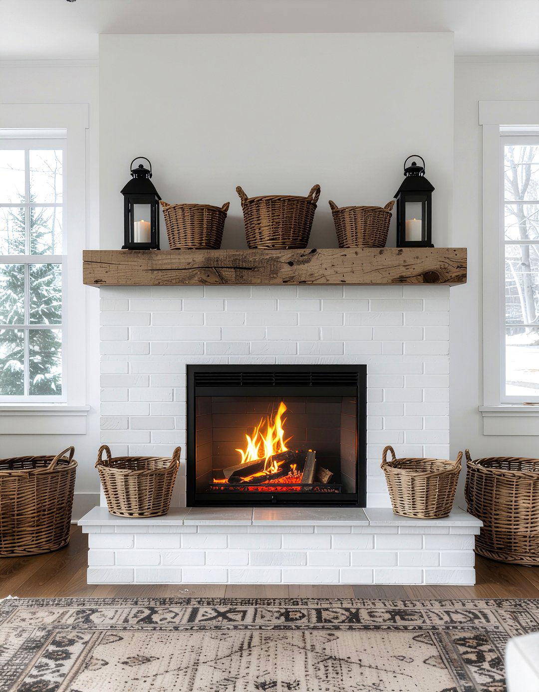 Farmhouse electric fireplace setup - 30 electric fireplace ideas