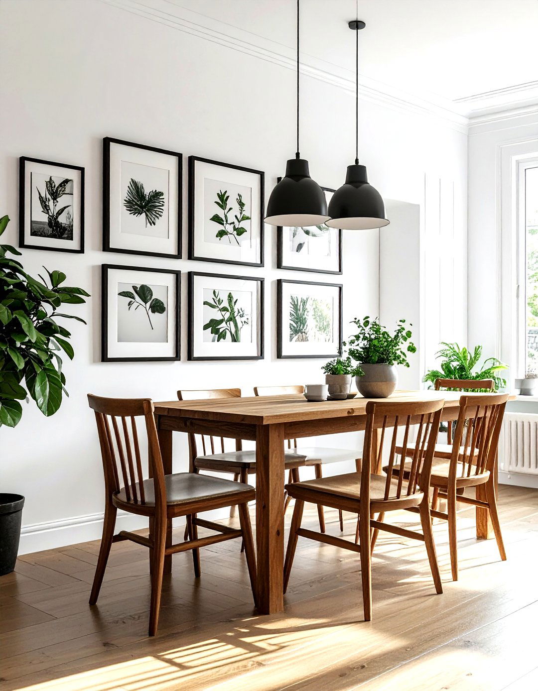 Farmhouse gallery wall dining - 30 Fixer Upper dining room ideas