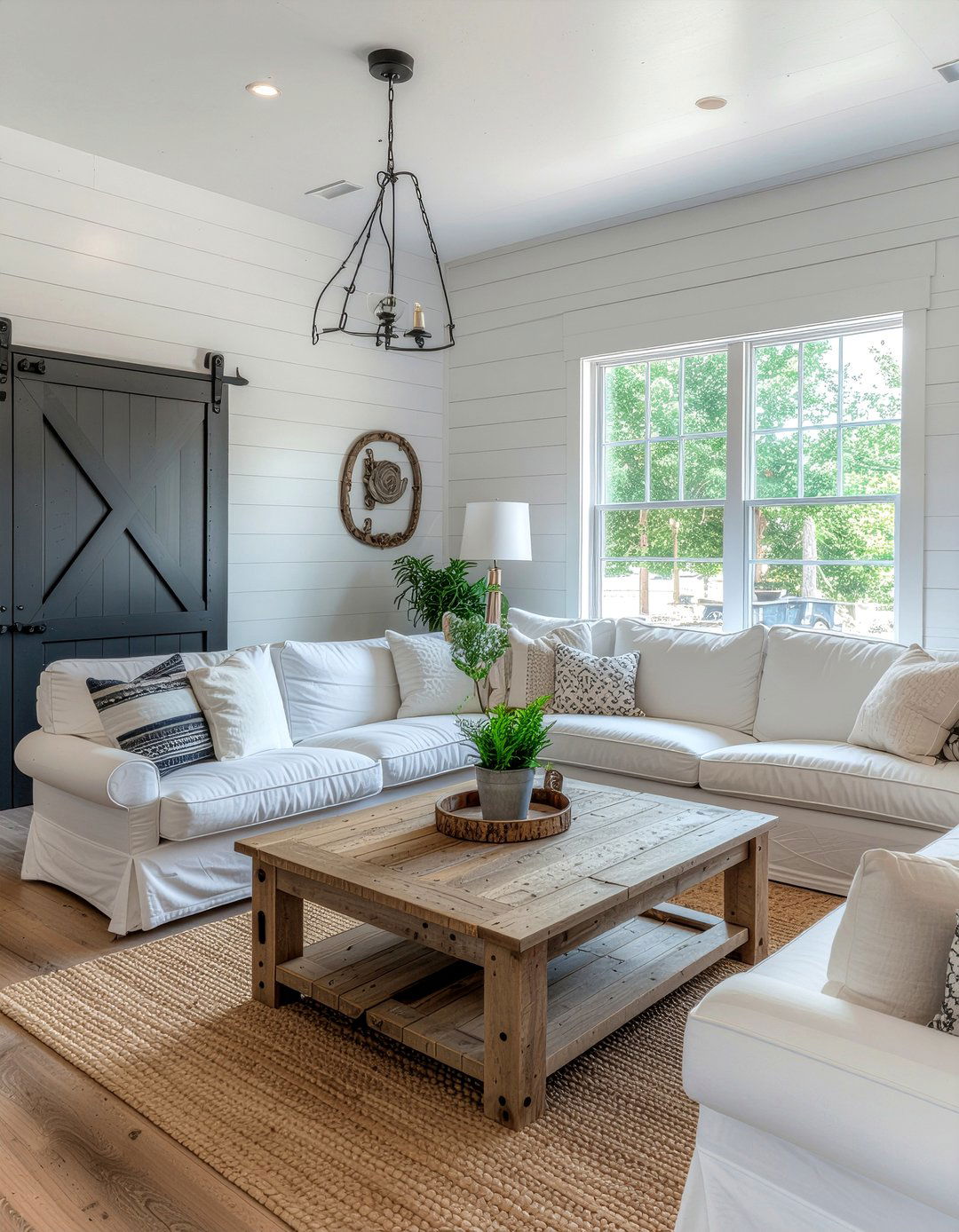 Farmhouse garage conversion - 30 converted garage living room ideas