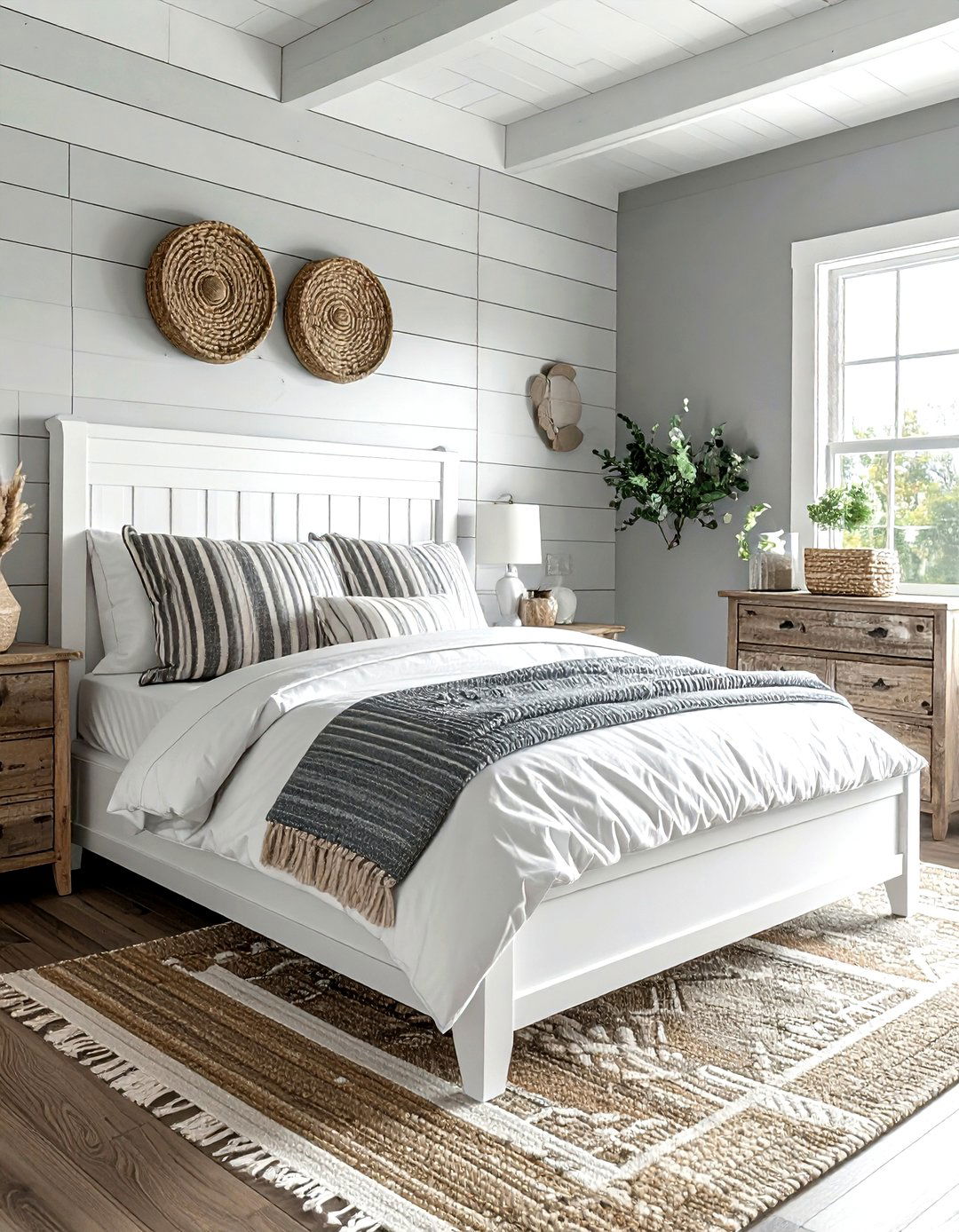 Farmhouse gray and white bedroom - 30 gray and white bedroom ideas