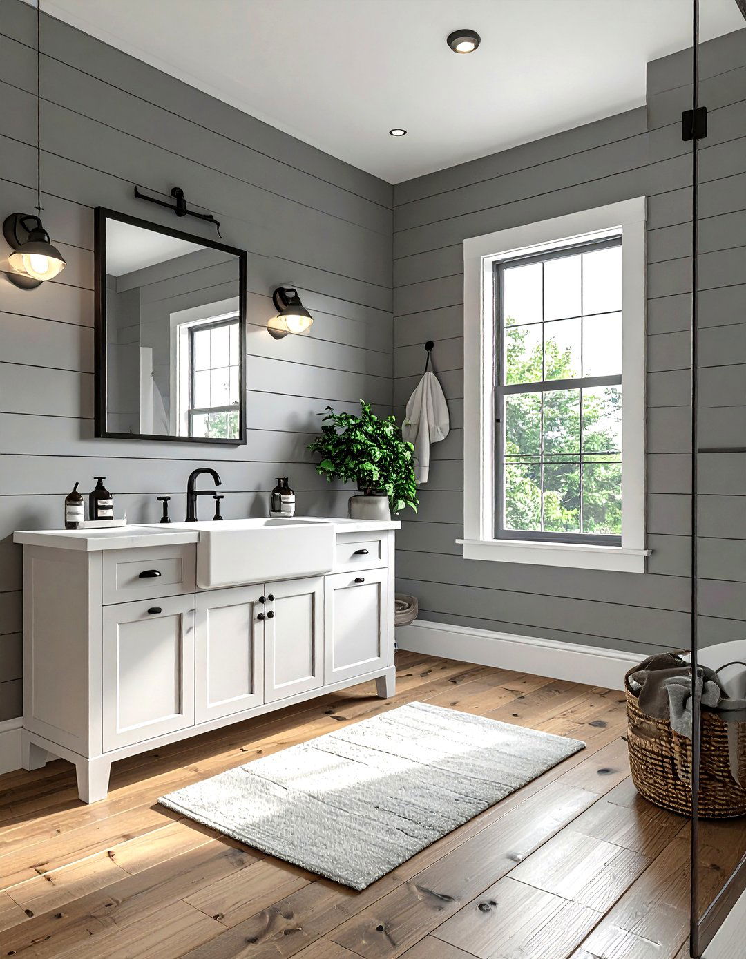 Farmhouse gray bathroom - 30 gray bathroom decor ideas