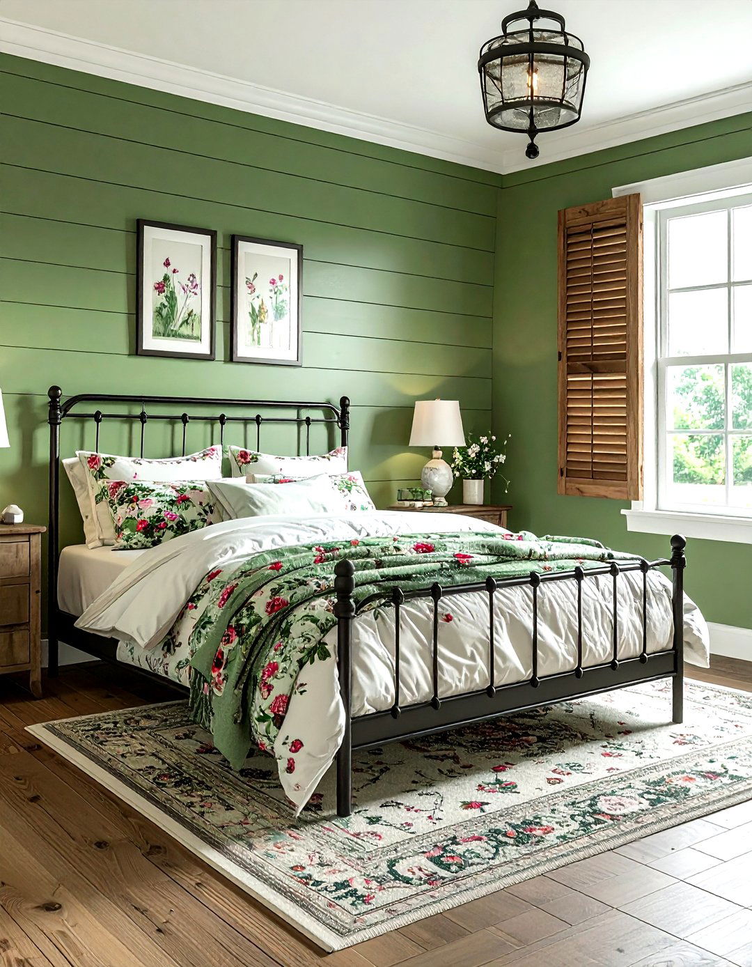 Farmhouse green bedroom - 30 green bedroom decor ideas