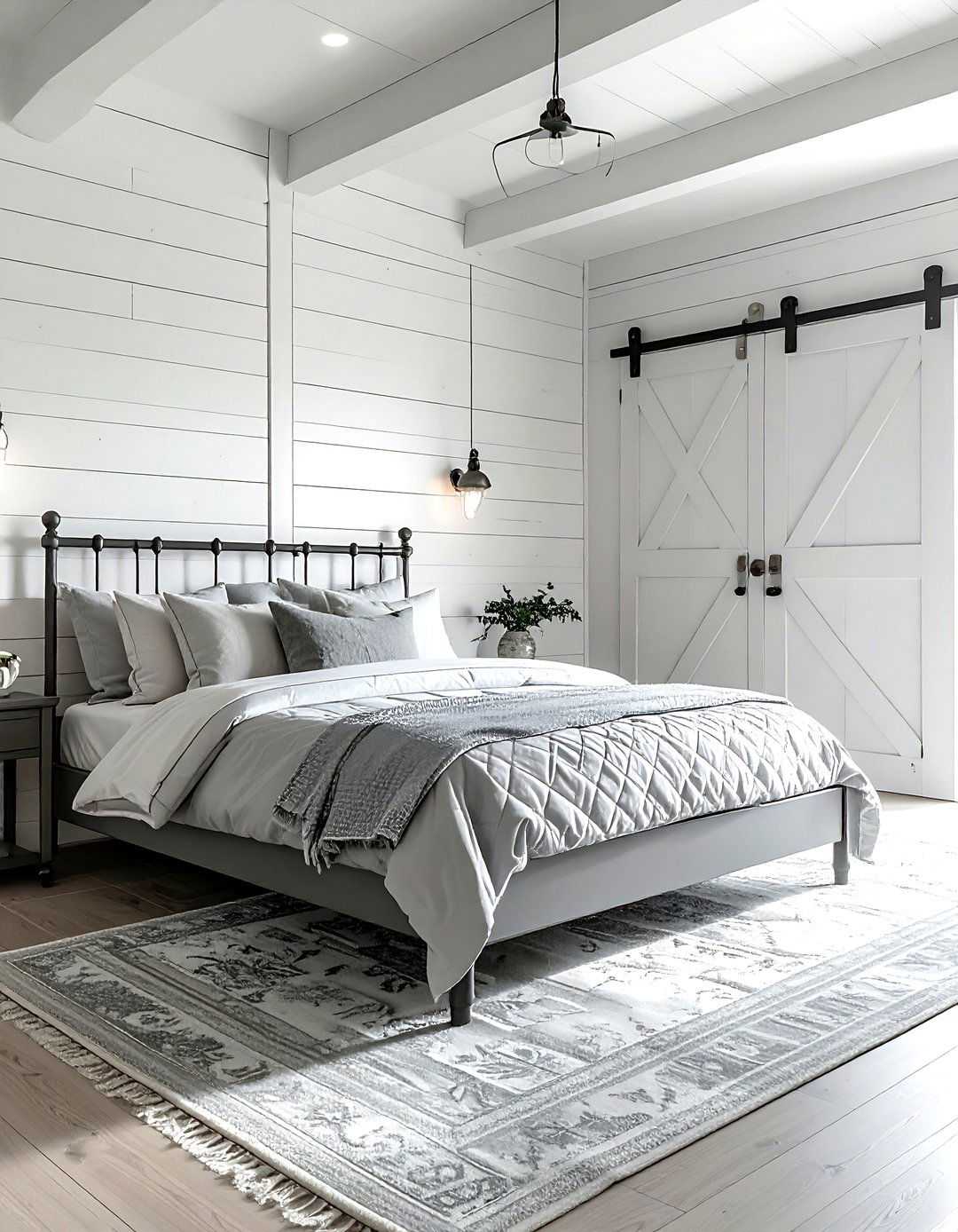 Farmhouse grey bedroom - 30 grey bedroom decor ideas