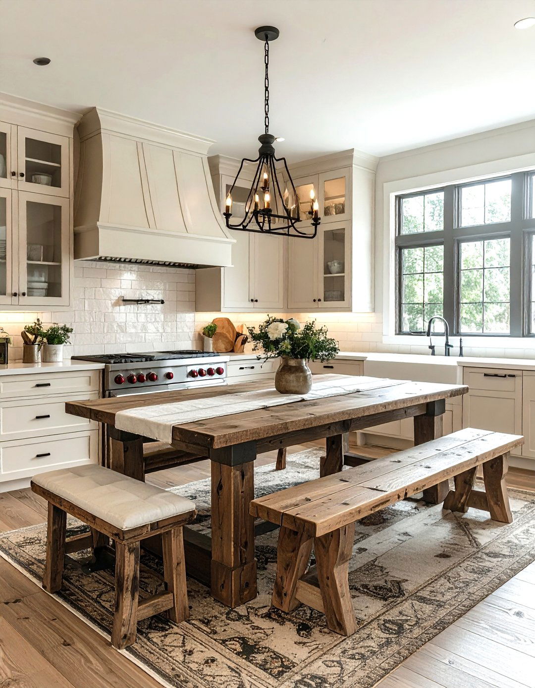 Farmhouse kitchen dining table - 30 kitchen dining combo ideas