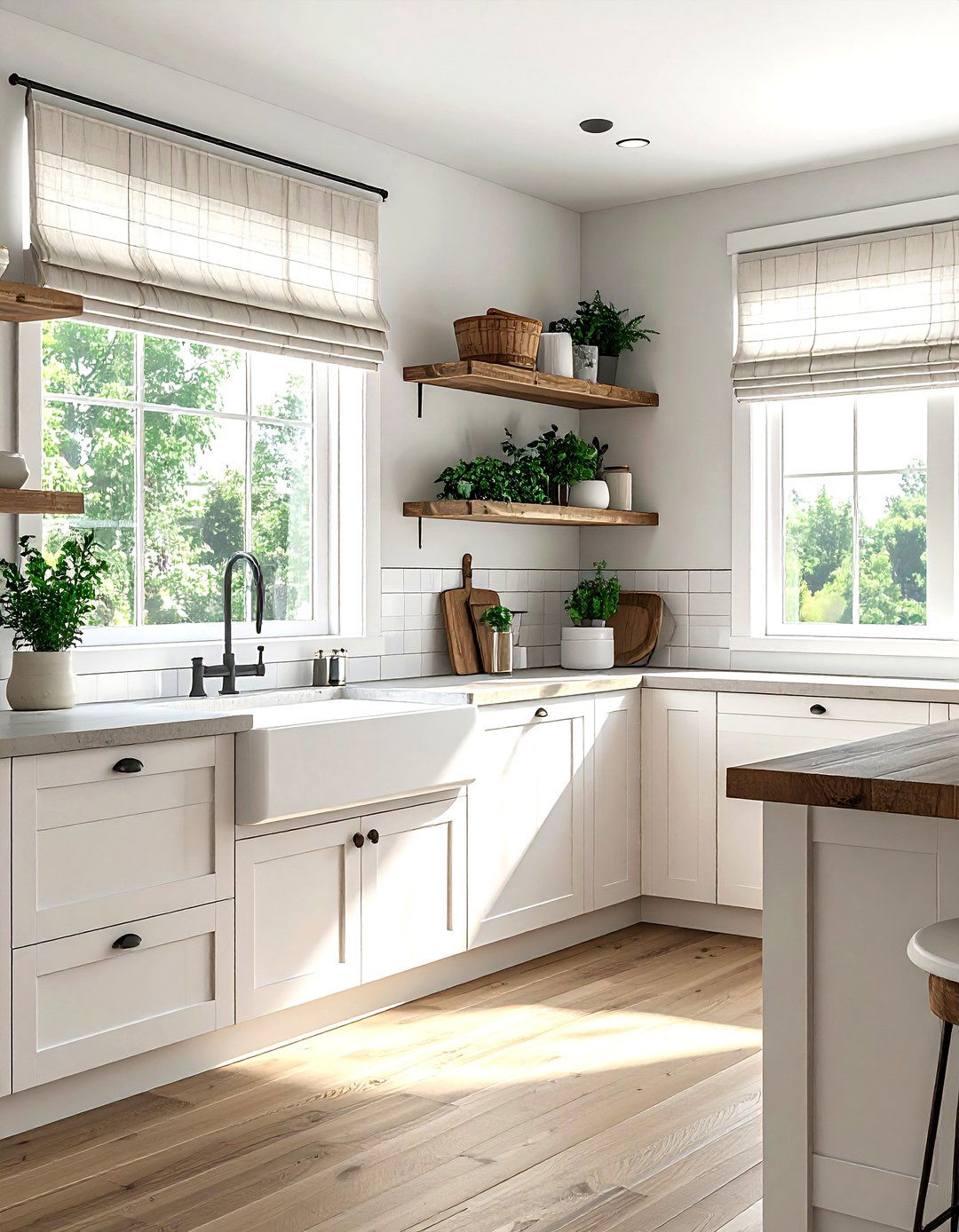 Farmhouse kitchen roman shades - 30 kitchen blinds ideas