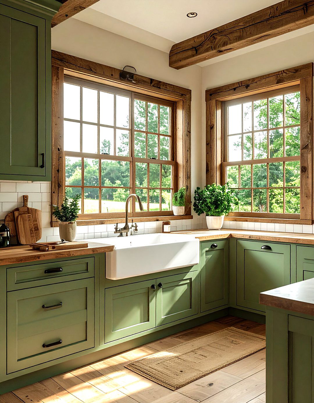 Farmhouse kitchen with apron sink window - 30 natural light kitchen ideas