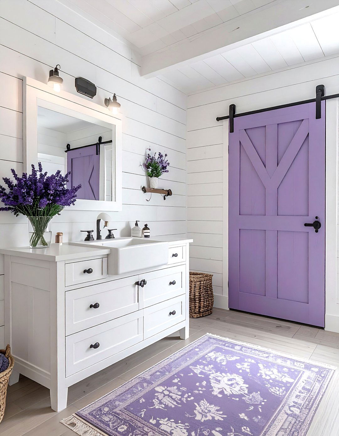 Farmhouse lavender bathroom - 30 lavender and white bathroom ideas