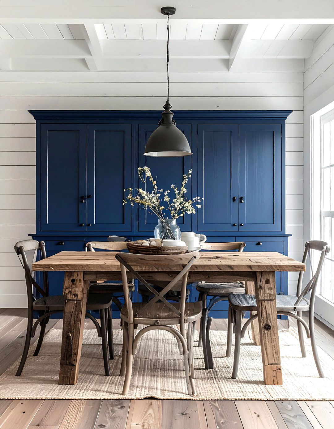 Farmhouse navy dining - 30 navy dining room decor ideas