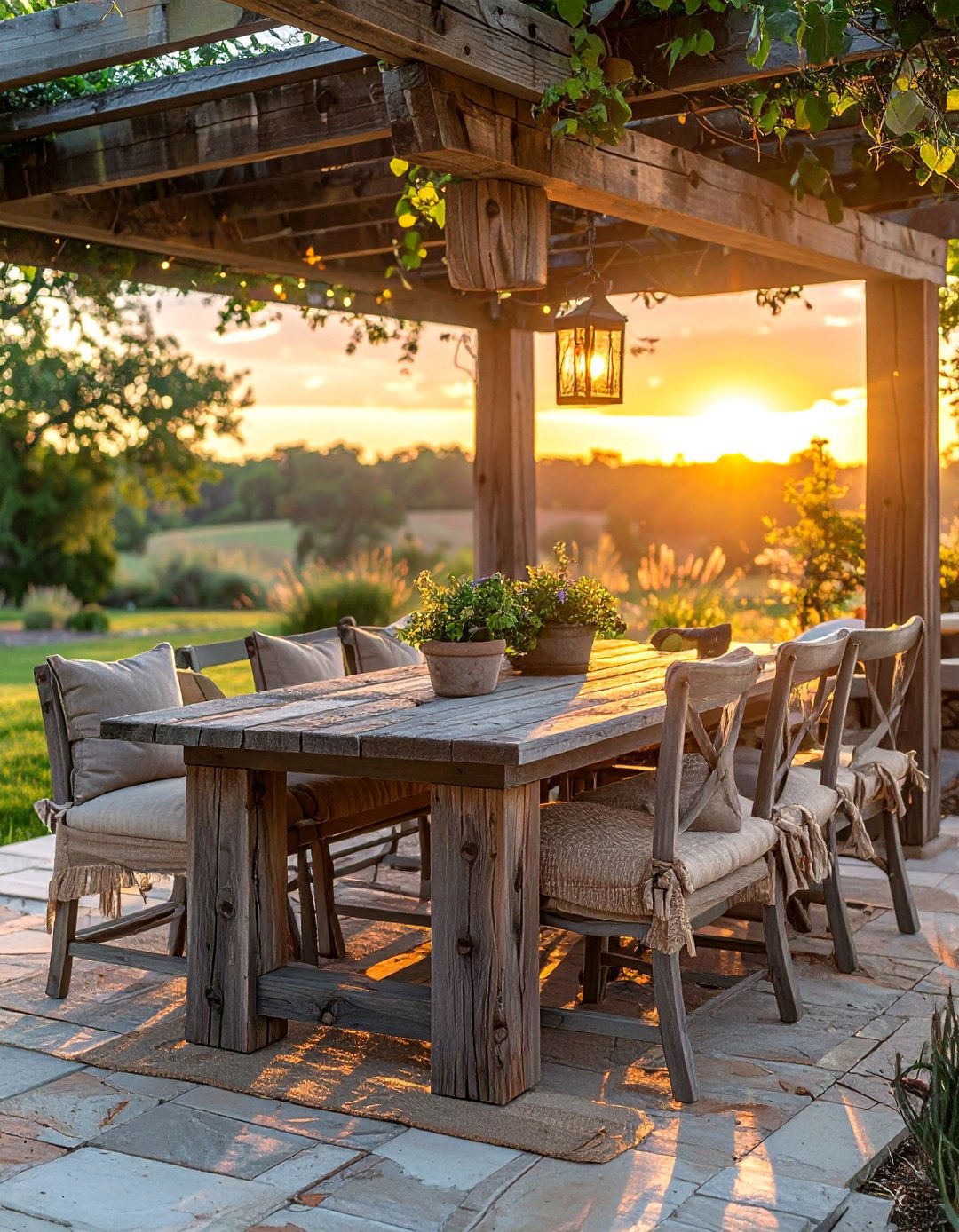 Farmhouse pergola dining set - 30 pergola dining ideas