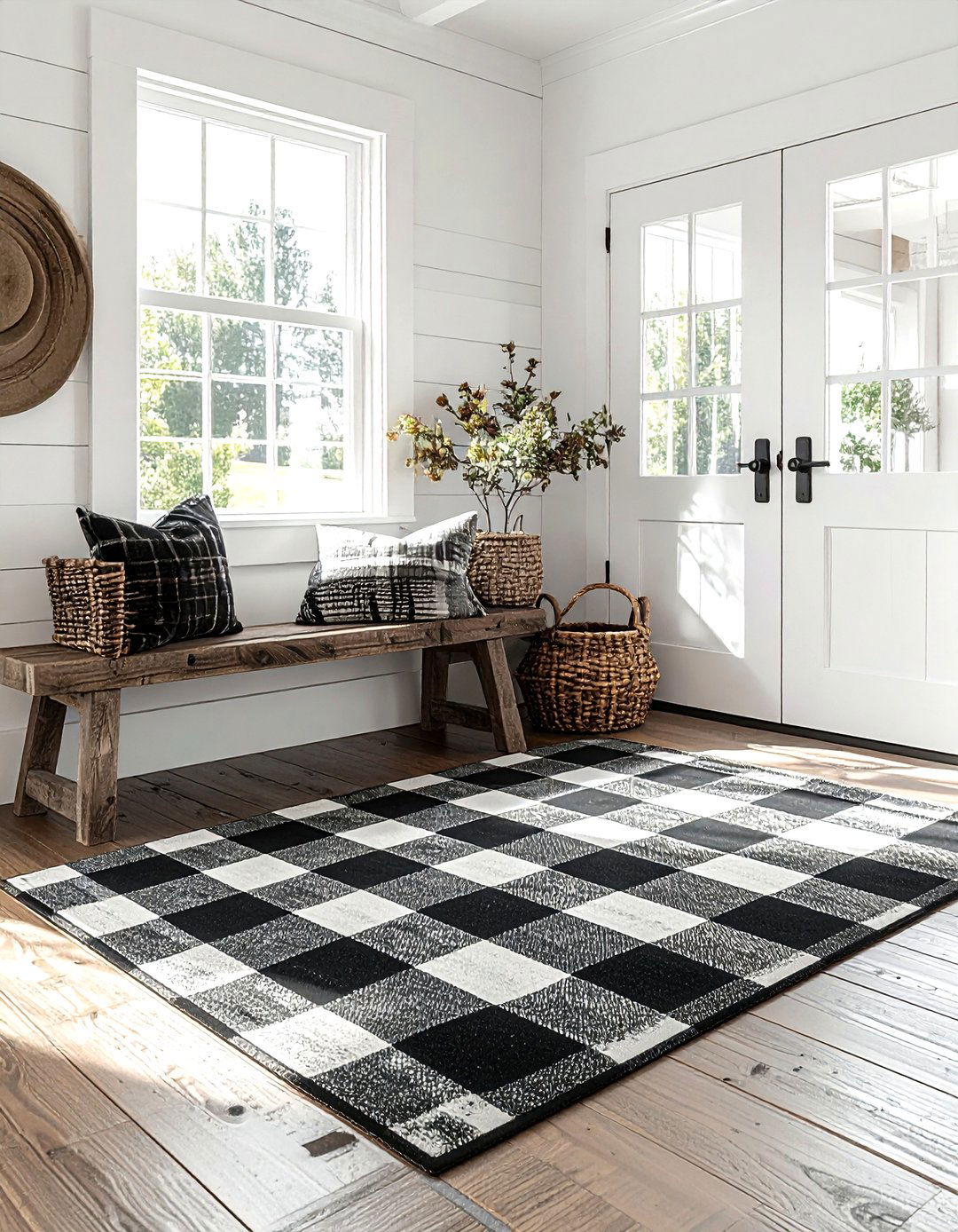 Farmhouse plaid rug - 30 patterned rug ideas