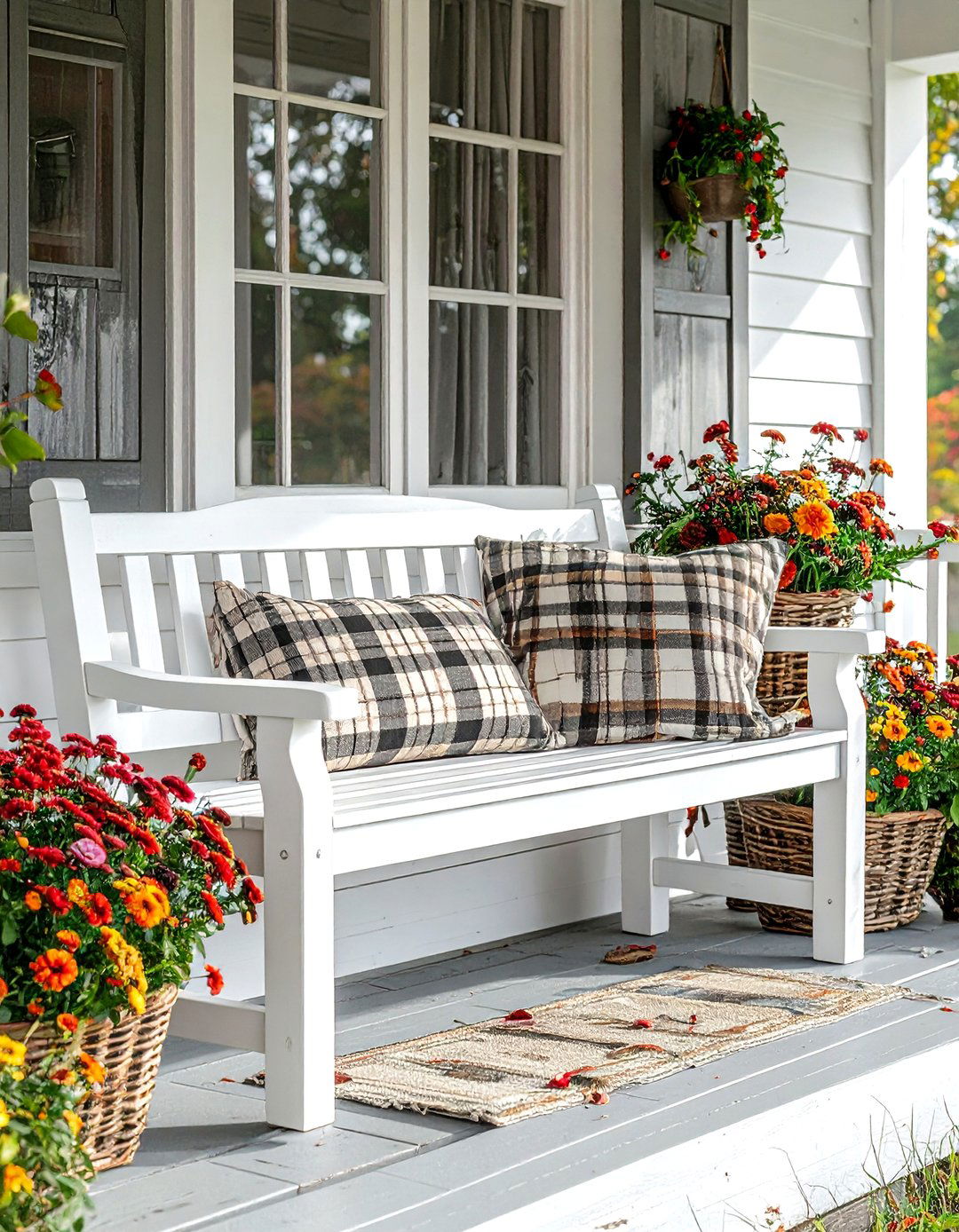 Farmhouse porch bench - 30 porch decor ideas