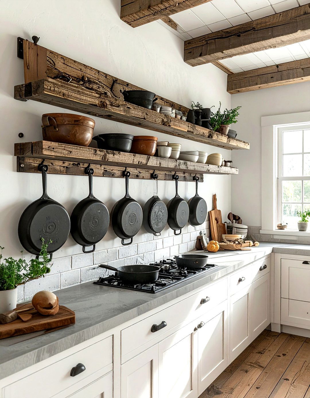 Farmhouse pot rack - 30 kitchen pot rack ideas