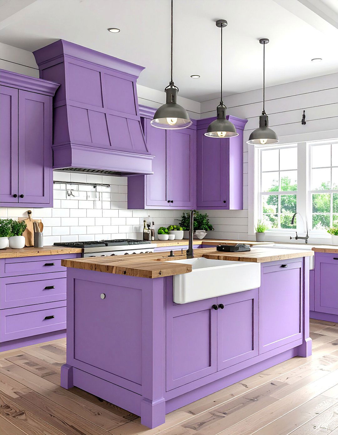 Farmhouse purple kitchen - 30 purple and white kitchen ideas