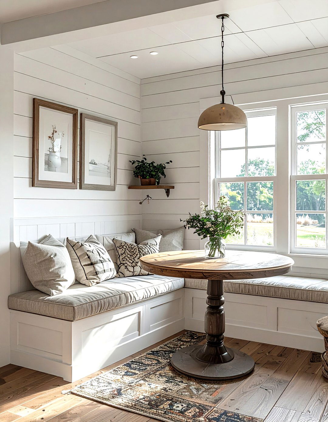 Farmhouse shiplap breakfast nook - 30 shiplap wall ideas