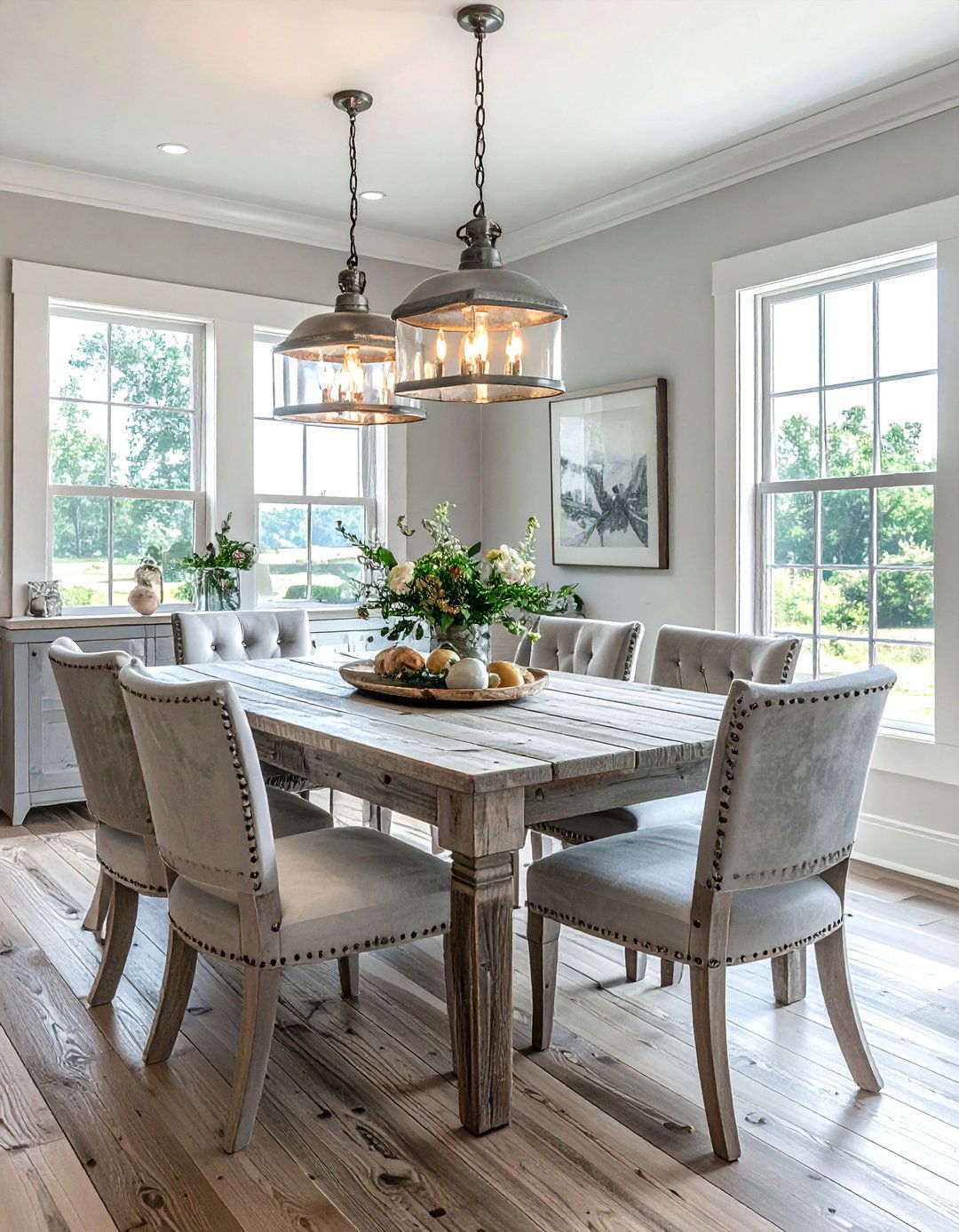 Farmhouse silver dining room - 30 silver accent dining room ideas