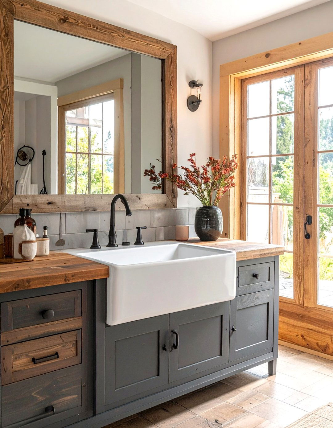 Farmhouse sink bathroom - 30 Fixer Upper bathroom ideas